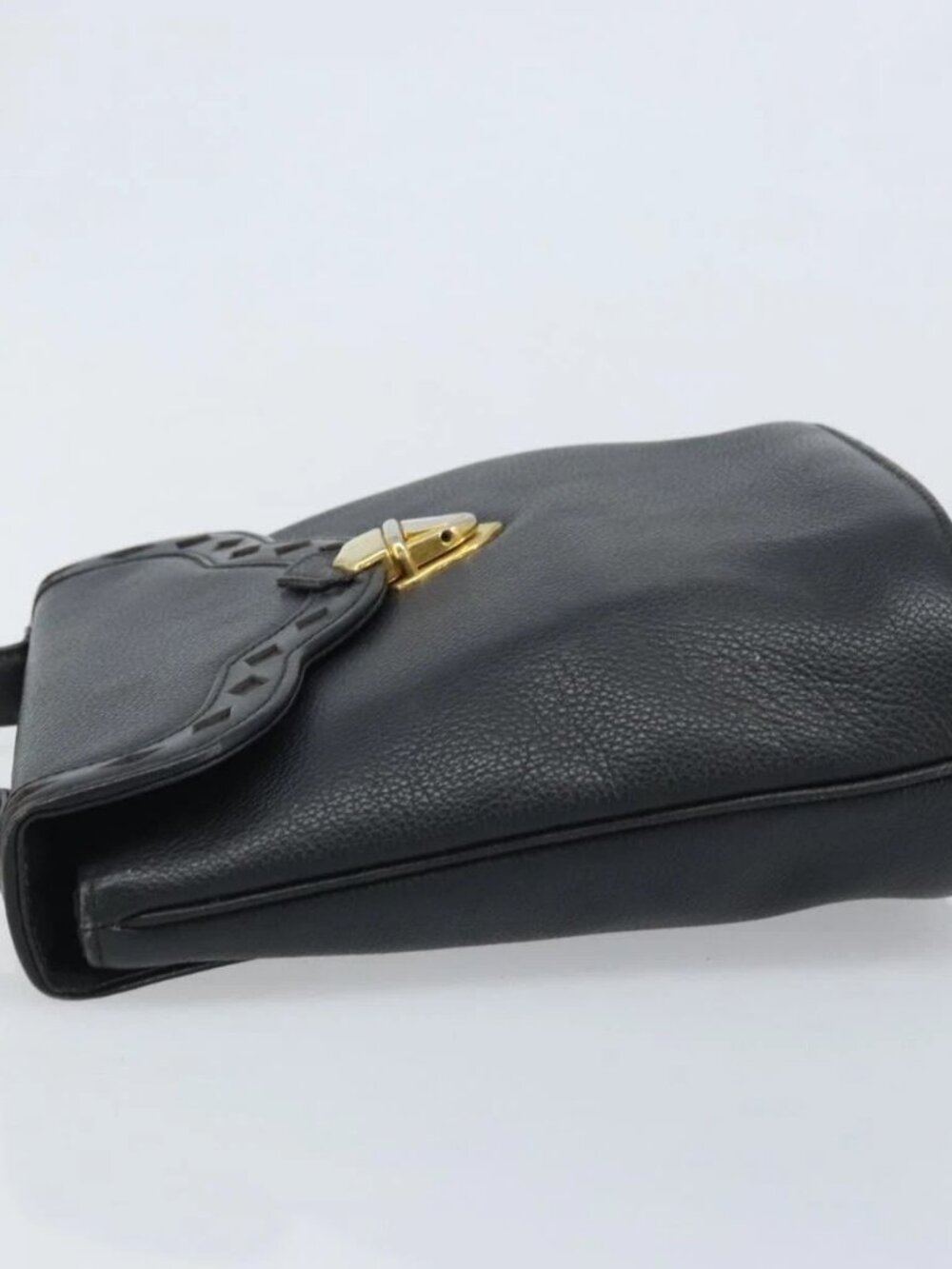 SAINT LAURENT Hand Bag Leather Black Gold Auth 174481 - Picture 6 of 15